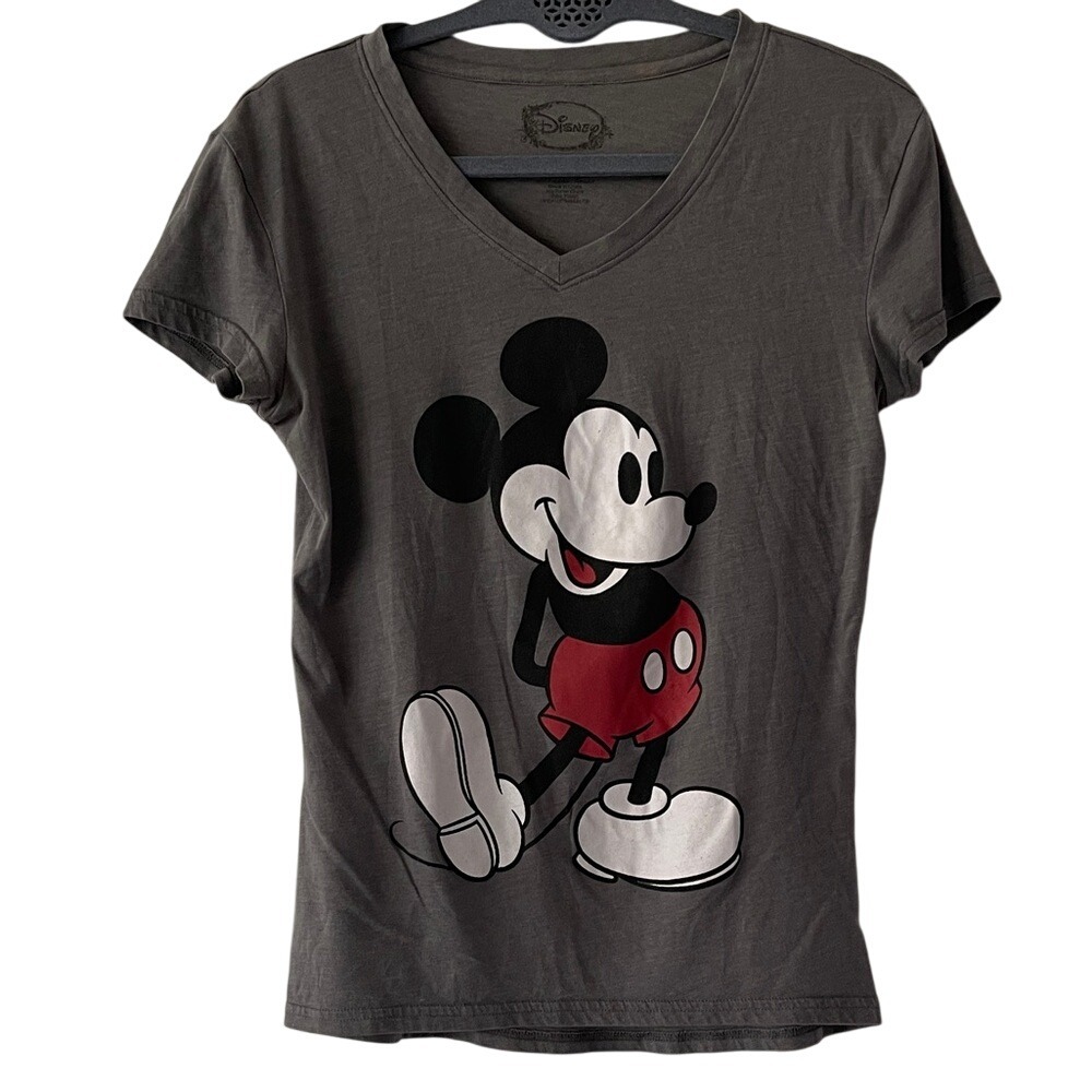 Disney Mickey Mouse Gray‎ Short Sleeve Tee T Shirt Small